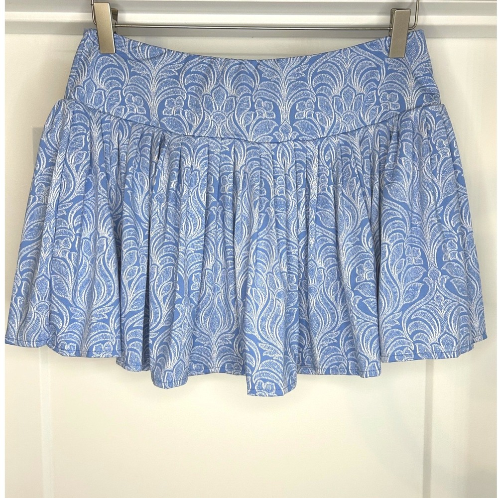 Laura Ashley Blue White Floral Pleated Active Tennis Skort Womens Large Coquette
